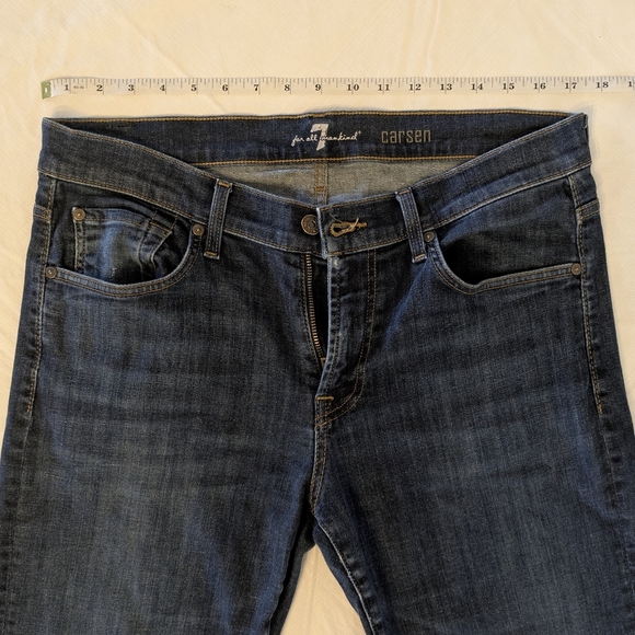 7 For All Mankind Dark Blue Straight Leg Jeans, 33 x 32 - Picture 10 of 12